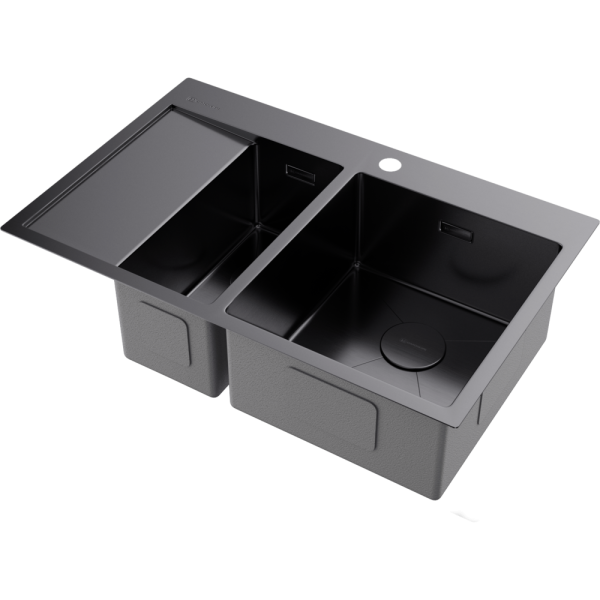Мойка кухонная Omoikiri AKISAME 78-2 GM R new крыло слева, 4973102, вороненая сталь