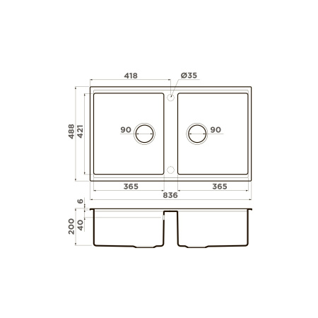 Мойка кухонная Omoikiri Kitagawa 83-2-U mo 4997201, мокко