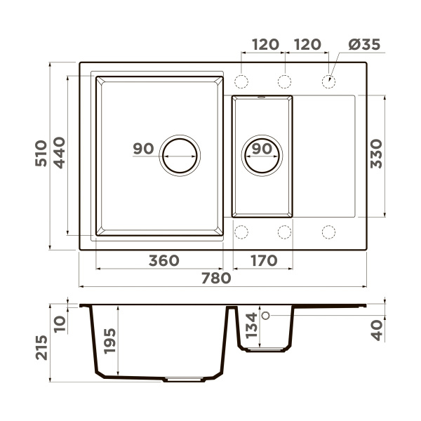 Мойка кухонная Omoikiri Daisen-78-2-PA 4993330, пастила