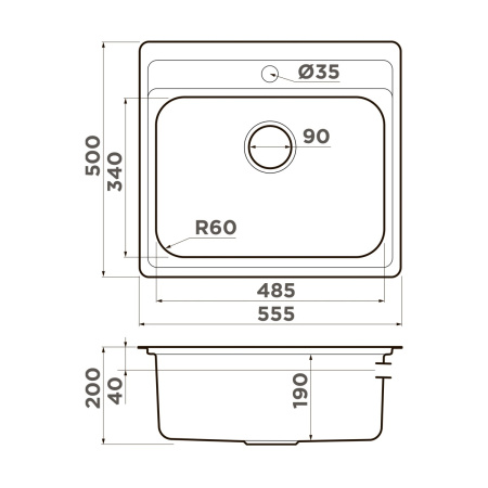 Мойка кухонная Omoikiri Ashi 56-IN 4993449, нержавеющая сталь