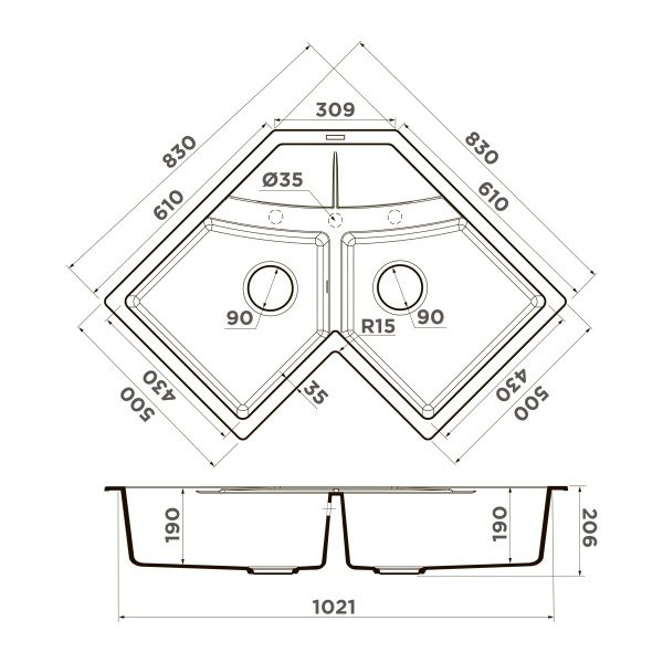 Мойка кухонная Omoikiri SUMI 83C BL 4993864, черный