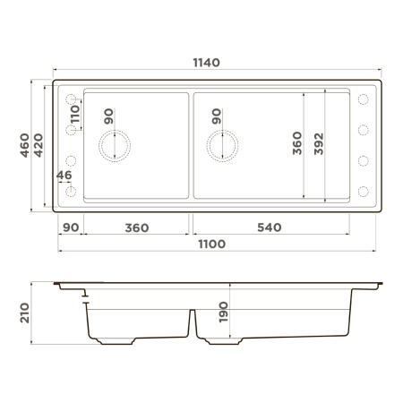 Мойка кухонная Omoikiri Sintesi Pro 114-2-U/I gb 4997451, графит