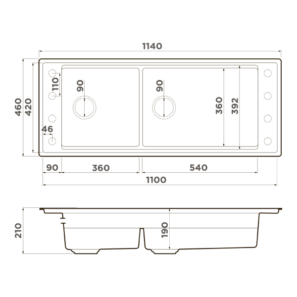 Мойка кухонная Omoikiri Sintesi Pro 114-2-U/I gb 4997451, графит