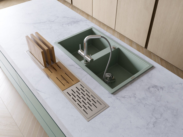 Мойка кухонная Omoikiri Kitagawa 86-2 WG 4993731, wind green