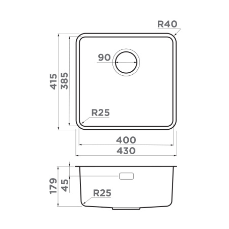 Мойка кухонная Omoikiri OMI 43-U/I ULTRA-GB 4997420, графит