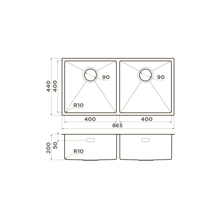Мойка кухонная Omoikiri TAKI 86-2-U/IF LG 4993792, светлое золото