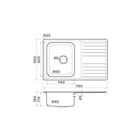 Мойка кухонная Omoikiri Sagami 79 IN 4993735, нержавеющая сталь