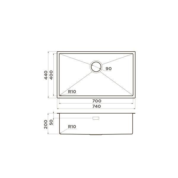 Мойка кухонная Omoikiri Taki 74-U/IF-L Side gb 4997473, графит