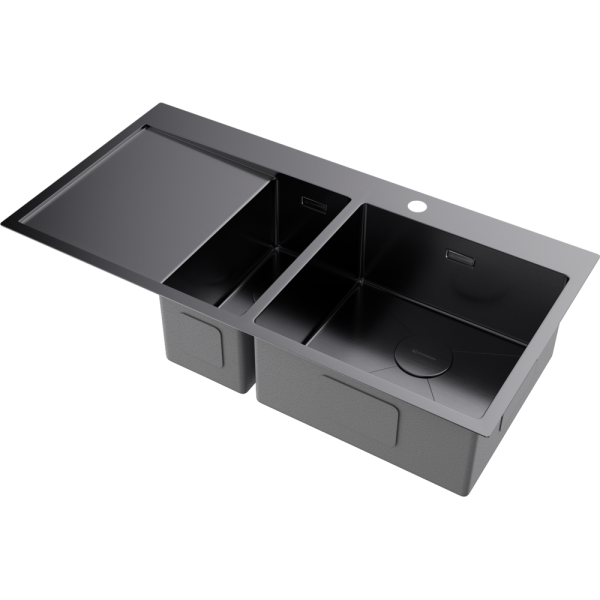 Мойка кухонная Omoikiri AKISAME 100-2 GM-R крыло слева, 4973104, вороненая сталь