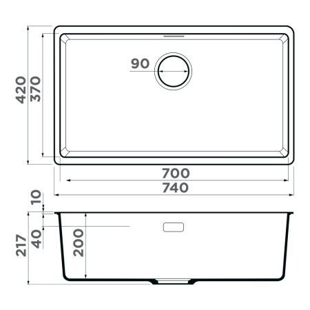 Мойка кухонная Omoikiri Kata 74-U gr 4997566, Leningrad grey