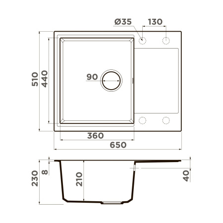 Мойка кухонная Omoikiri DAISEN 65T-WH 4993514, белый