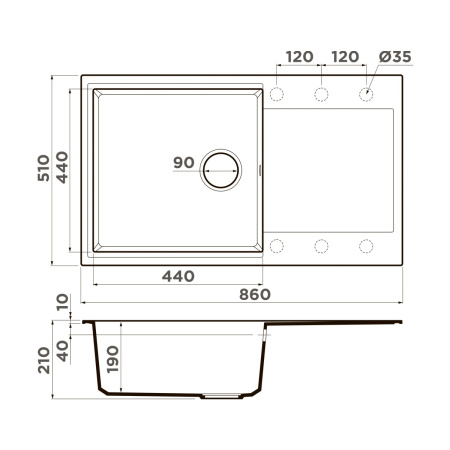 Мойка кухонная Omoikiri Daisen-86-PA 4993696, пастила