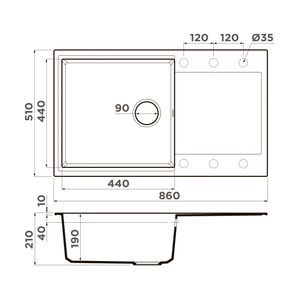 Мойка кухонная Omoikiri Daisen-86-PA 4993696, пастила