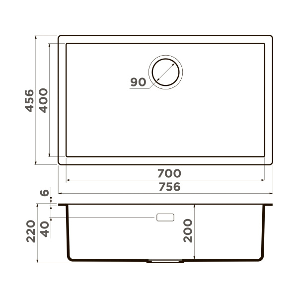 Мойка кухонная Omoikiri YAMAKAWA 75 INTEGRA-GB 4997275, графит