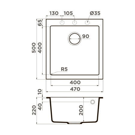 Мойка кухонная Omoikiri BOSEN 47A GR 4993816, Leningrad grey