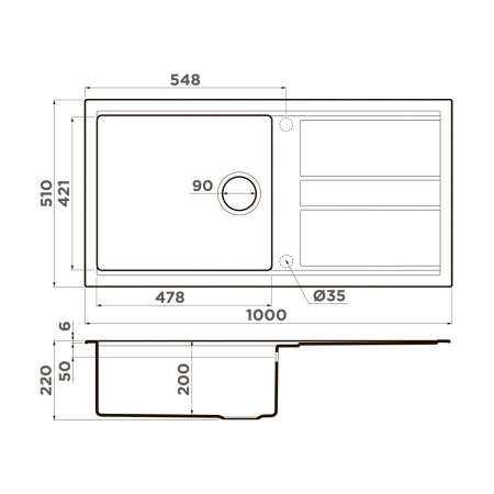 Мойка кухонная Omoikiri Kitagawa 100-GB 4993786, графит