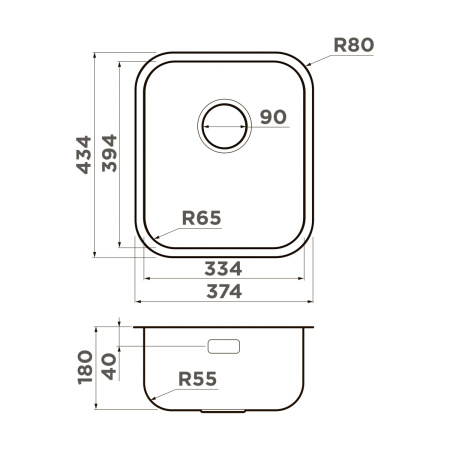 Мойка кухонная Omoikiri OMI 38-U/I IN 4997435, нержавеющая сталь