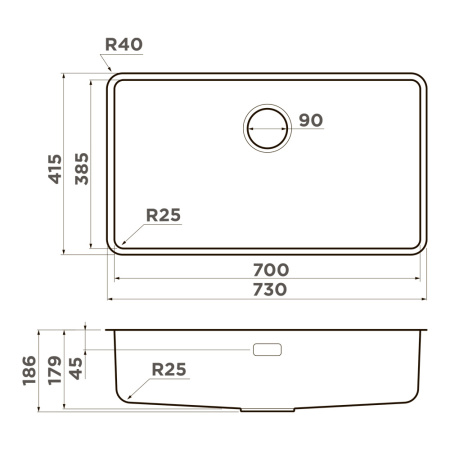 Мойка кухонная Omoikiri Omi 73-U/I Ultra gb 4997563, графит