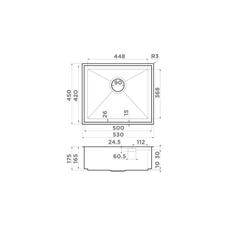 Мойка кухонная Omoikiri Kasen 53-INT-IN 4993304, нержавеющая сталь