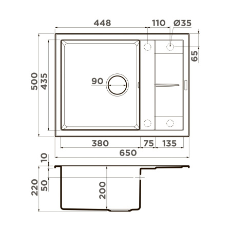 Мойка кухонная Omoikiri Sumi 65A mo 4997468, мокко