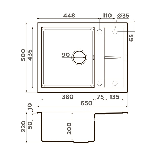 Мойка кухонная Omoikiri Sumi 65-BE 4993671, ваниль