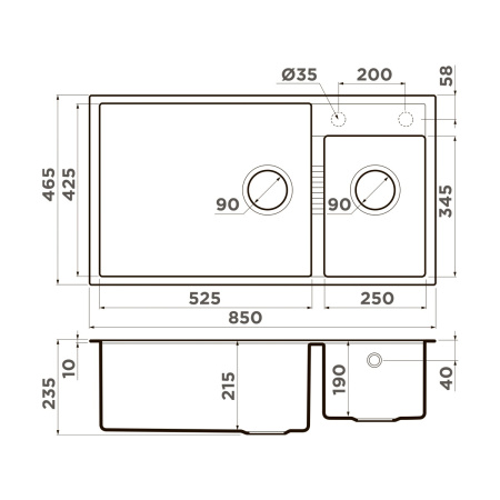 Мойка кухонная Omoikiri TEDORI 85-2-U SA 4993942, бежевый