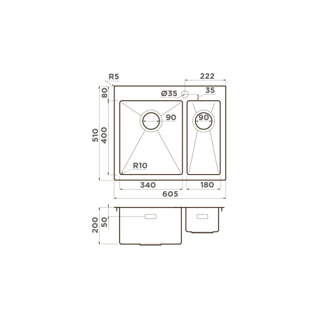 Мойка кухонная Omoikiri Akisame 60-2 IN-L 4993775, нержавеющая сталь