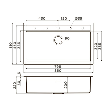 Мойка кухонная Omoikiri Kitagawa 86-LB-GR 4993796, Leningrad grey