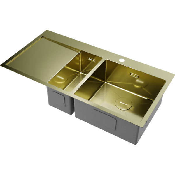Мойка кухонная Omoikiri AKISAME 100-2 LG-R крыло слева, 4973090, светлое золото