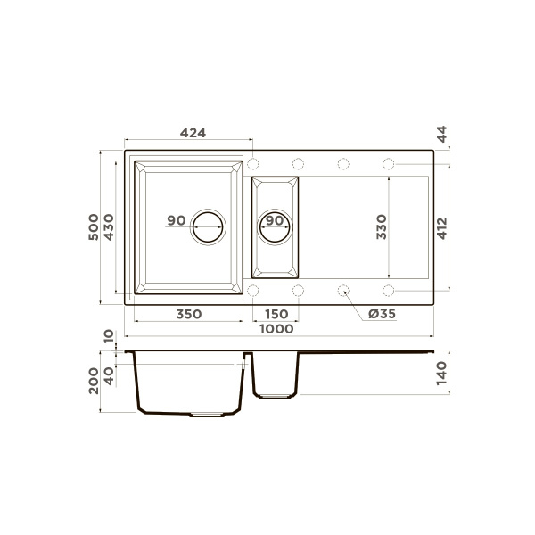 Мойка кухонная Omoikiri SAKAIME 100-2-BE 4993893, ваниль