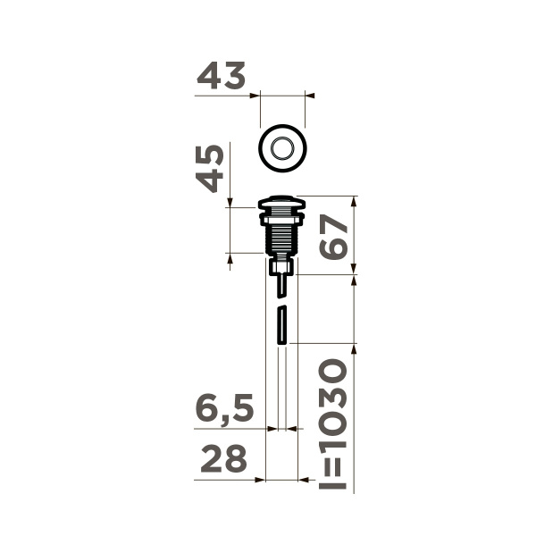 Пневматическая кнопка Omoikiri SW-01 G, 4996043, золото