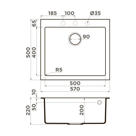 Мойка кухонная Omoikiri BOSEN 57 GR 4993556, Leningrad grey