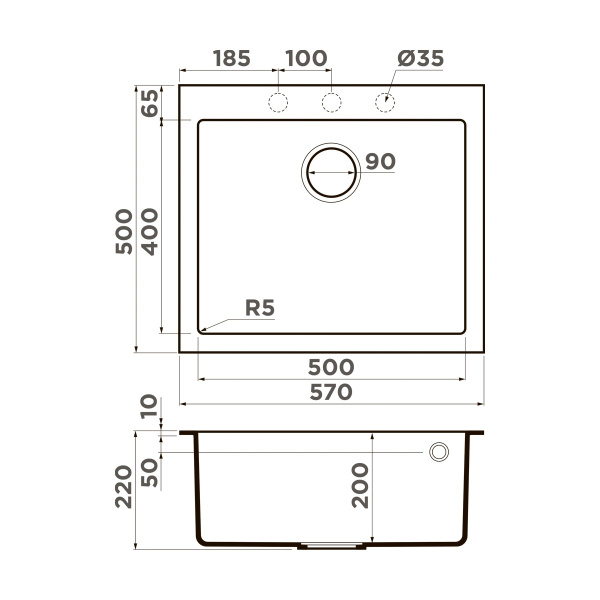 Мойка кухонная Omoikiri BOSEN 57A GR 4993819, Leningrad grey