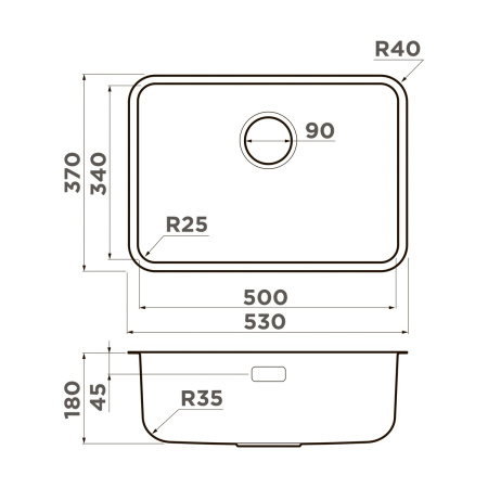 Мойка кухонная Omoikiri OMI 53-U/I ULTRA MINI-GB 4997418, графит