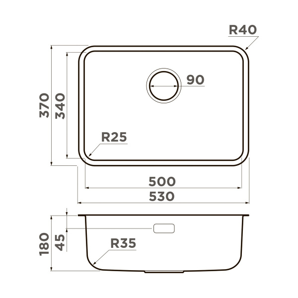 Мойка кухонная Omoikiri OMI 53-U/I ULTRA MINI-GB 4997418, графит