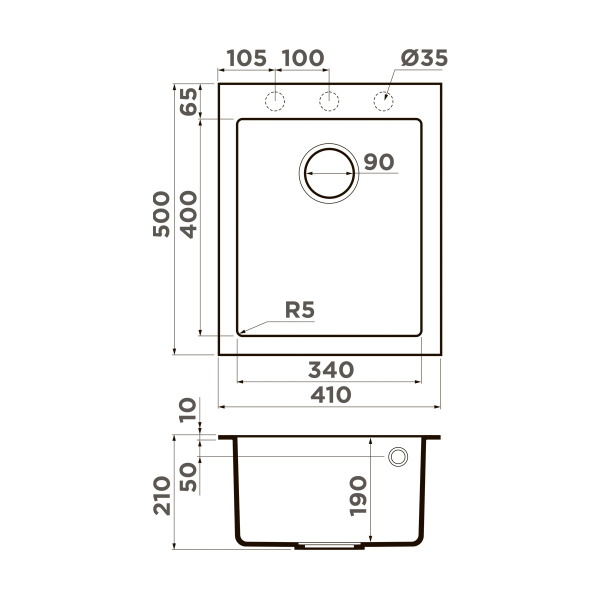 Мойка кухонная Omoikiri BOSEN 41 GR 4993543, Leningrad grey