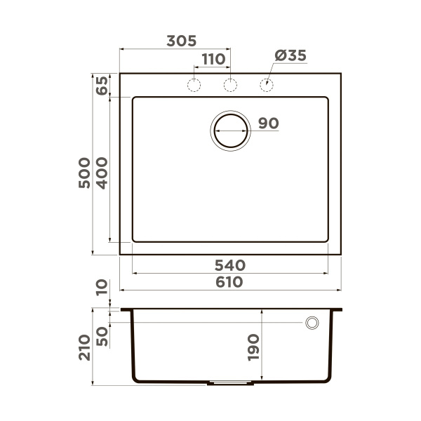 Мойка кухонная Omoikiri BOSEN 61A GB 4993824, графит