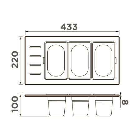 Контейнер Omoikiri DC-02-3 IN, 4999078, нержавеющая сталь