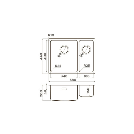 Мойка кухонная Omoikiri Tadzava 58-2-U/I IN-L 4993774, нержавеющая сталь